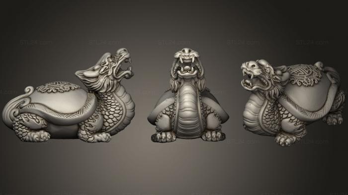 Статуэтки грифоны и драконы (Драконья черепаха, STKG_0140) 3D модель для ЧПУ станка
